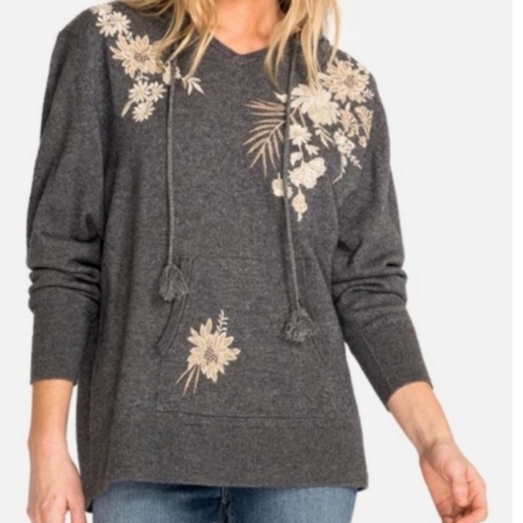 Cashmere Johnny Was Hoodie with Floral Embroidery - Picture 2 of 9